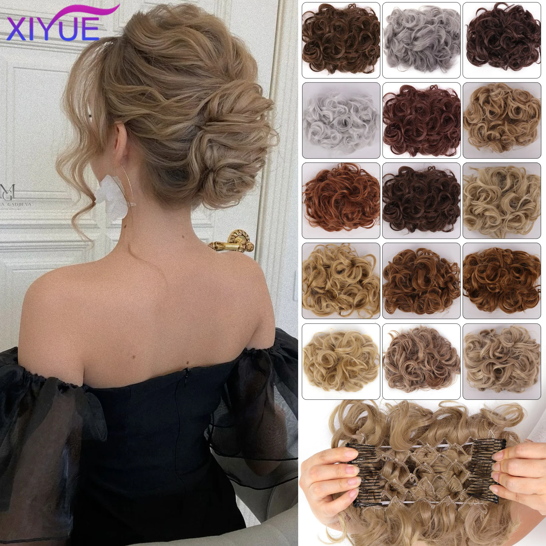 Bride Messy Big Hair Bun Curly Chignon with Comb Clips In Hair Tail Cover Ponytail Extension Synthetic Natural Fake Hair
Bride Messy Big Hair Bun Curly Chignon with Comb Clips In Hair Tail Cover Ponytail Extension Synthetic Natural Fake Hair