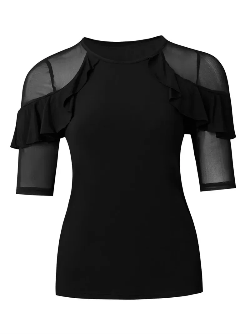 Summer Mesh Patchwork Ballroom Standard Dance Skirts Latin Girls Rhinestones Korean Style Clothing Women Classical Ruffle Tops
Summer Mesh Patchwork Ballroom Standard Dance Skirts Latin Girls Rhinestones Korean Style Clothing Women Classical Ruffle Tops