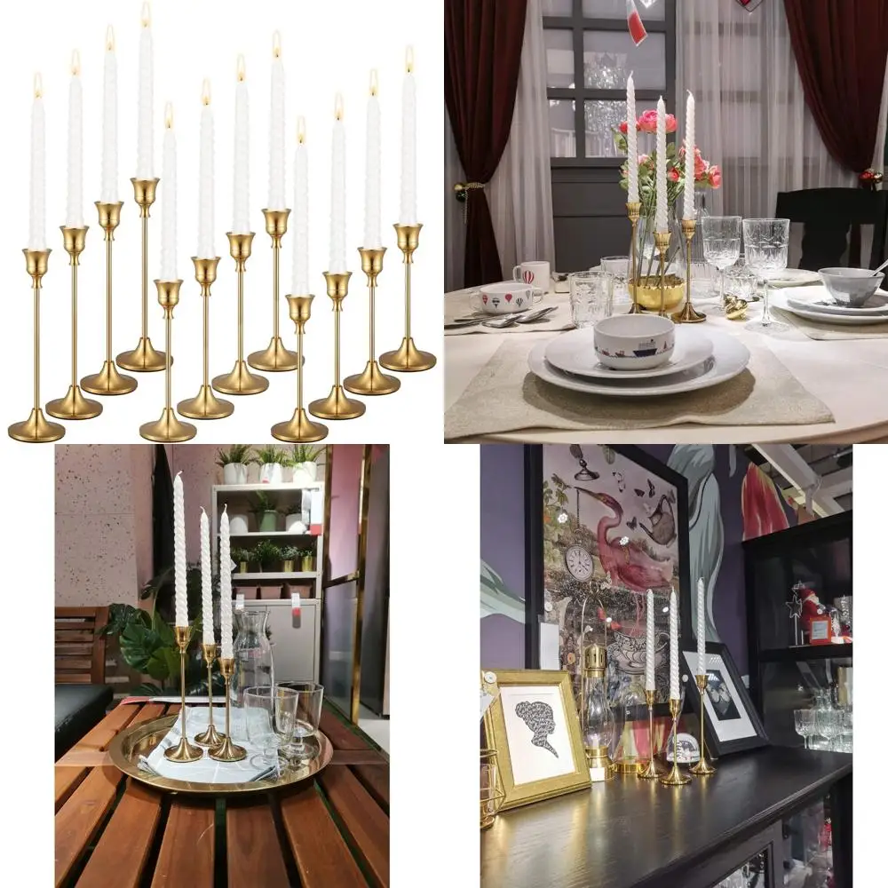 Set of 12 Brass Gold Candle Holder Candlestick Holders Taper Candle Holders Metal Candle Stick Wedding Centerpieces for Tables C
Set of 12 Brass Gold Candle Holder Candlestick Holders Taper Candle Holders Metal Candle Stick Wedding Centerpieces for Tables C