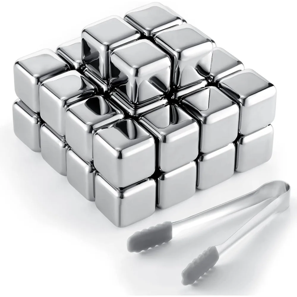 24PCS Stainless Steel Ice Cubes with Tongs, Reusable Non-Diluting Whiskey Stones for Wine Beer, Fast Chilling Bar Tool Case
24PCS Stainless Steel Ice Cubes with Tongs, Reusable Non-Diluting Whiskey Stones for Wine Beer, Fast Chilling Bar Tool Case