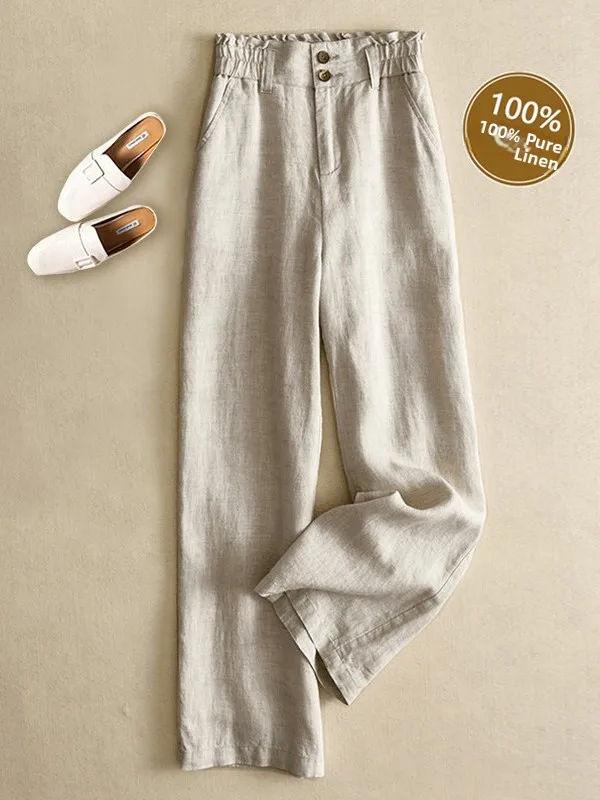 High Waist Slim Fit Wide Leg Pants Casual Lightweight Pure Linen Summer 2026 Elastic Waist Simple Style Straight Cut Trousers
High Waist Slim Fit Wide Leg Pants Casual Lightweight Pure Linen Summer 2026 Elastic Waist Simple Style Straight Cut Trousers