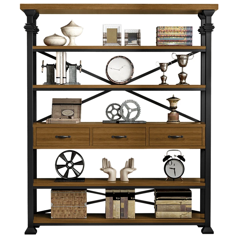 American shelf, retro wrought iron bookshelf with drawer storage rack, residential display rack, solid wood rack can be customiz
American shelf, retro wrought iron bookshelf with drawer storage rack, residential display rack, solid wood rack can be customiz
