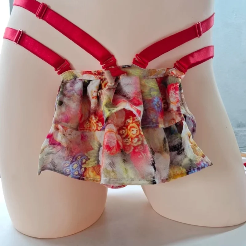 Men's Sexy Silk Floral Double Ruffled Pouch Skirt Thong Multi Belt Adjustable Cross G-string Briefs Couple BF Erotic T-back
Men's Sexy Silk Floral Double Ruffled Pouch Skirt Thong Multi Belt Adjustable Cross G-string Briefs Couple BF Erotic T-back