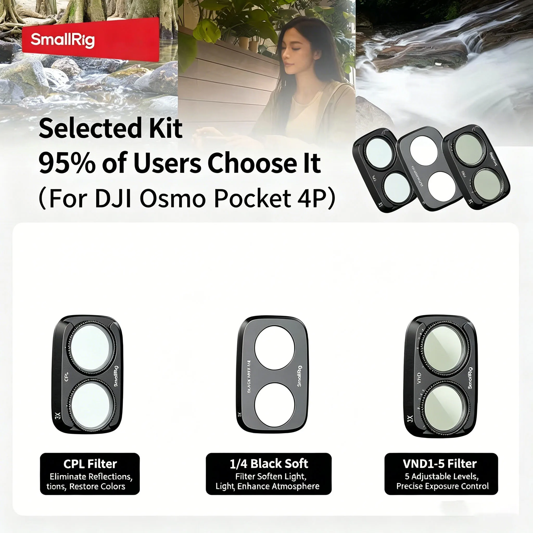 SmallRig Magnetic Quick Filter Kit For DJI Osmo Pocket 4P CPL Polarizer VND 1-5 Variable ND Protective Gimbal Lens 6648/6649
SmallRig Magnetic Quick Filter Kit For DJI Osmo Pocket 4P CPL Polarizer VND 1-5 Variable ND Protective Gimbal Lens 6648/6649
