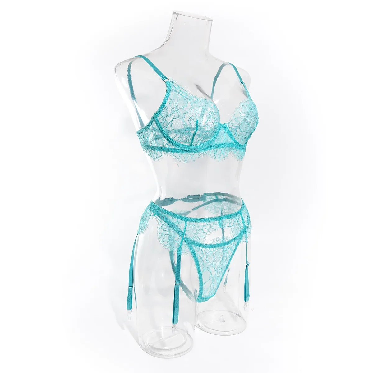 3-Piece Lace Lingerie Set Women Blue Summer Sheer Transparent Underwire Underwear Kit Erotic Nightwear
3-Piece Lace Lingerie Set Women Blue Summer Sheer Transparent Underwire Underwear Kit Erotic Nightwear