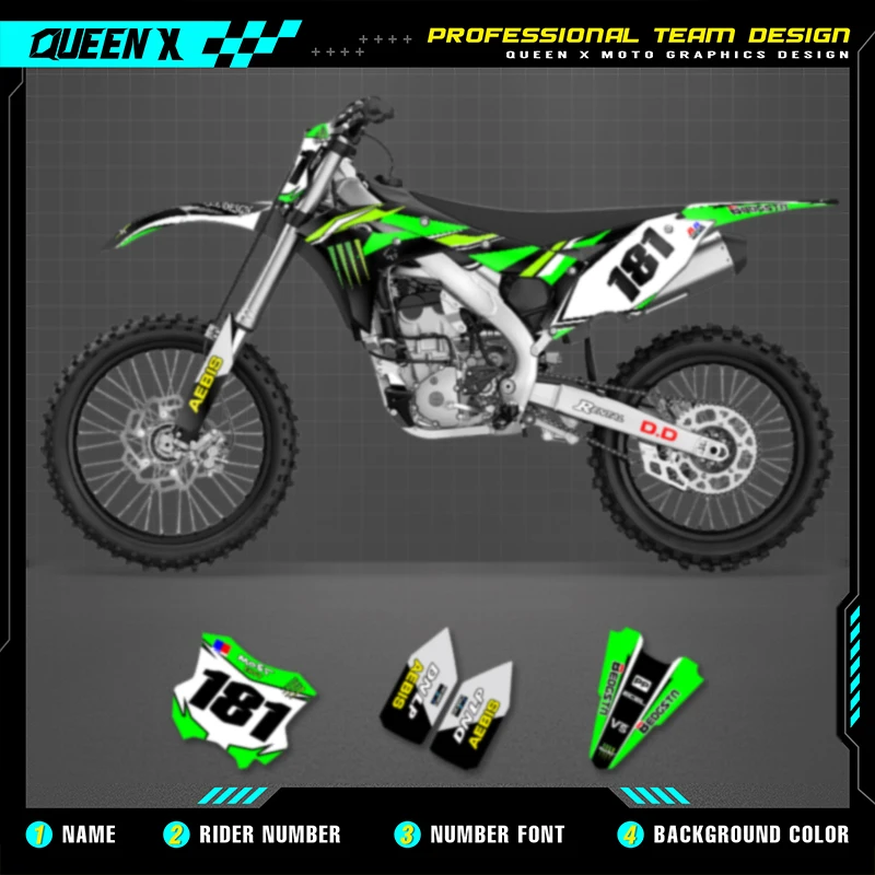 Queen X MOTOR Customize Motorcycle Graphics Decals Stickers Kit For KAWASAKI KXF250 KX250F KXF 250 2017 2018 2019 2020
Queen X MOTOR Customize Motorcycle Graphics Decals Stickers Kit For KAWASAKI KXF250 KX250F KXF 250 2017 2018 2019 2020