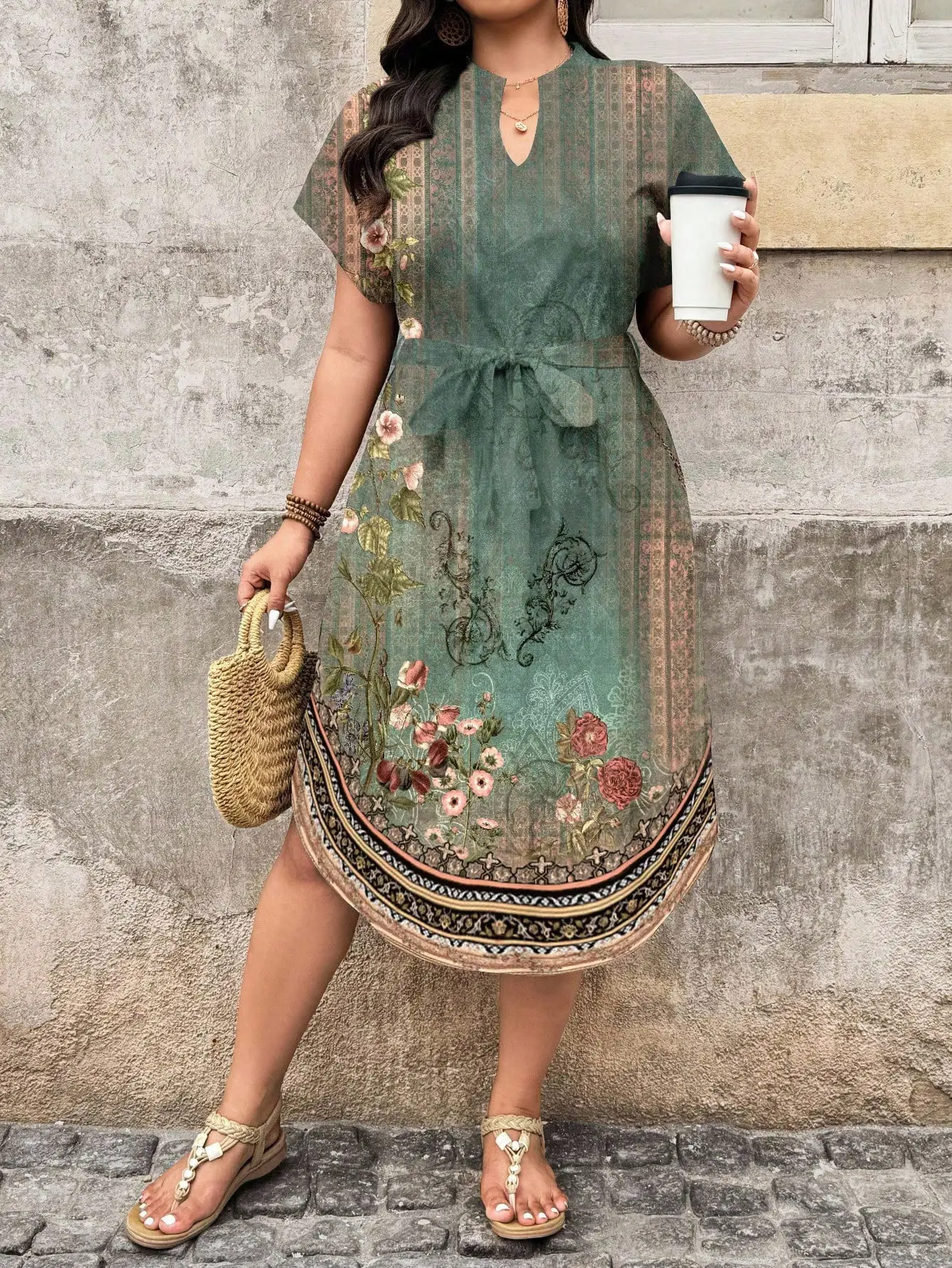 Plus Size Casual Vintage Floral Print Dress For Summer Beach Vacation
Plus Size Casual Vintage Floral Print Dress For Summer Beach Vacation
