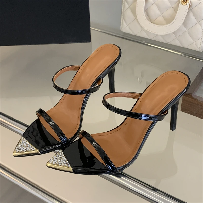 Women's Pointed Toe Double Strap Rhinestone Metal Tip Slip on Stiletto Heel Mules Elegant Casual Daily Party Date Footwear Drop
Women's Pointed Toe Double Strap Rhinestone Metal Tip Slip on Stiletto Heel Mules Elegant Casual Daily Party Date Footwear Drop