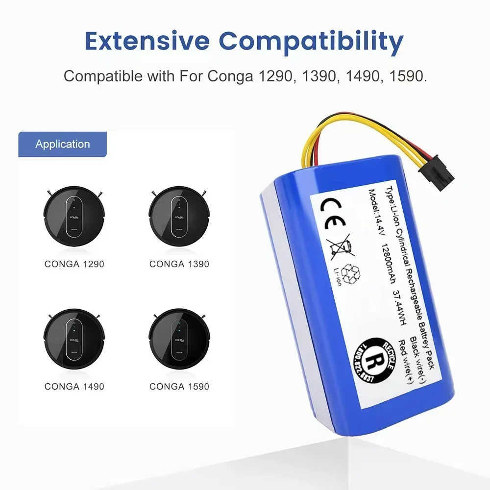 14.4V 12800mAh Lithium-ion Battery for Cecotec Conga 1290 1390 1490 1590 Robot Vacuum Cleaner Battery Gutrend Echo 520
14.4V 12800mAh Lithium-ion Battery for Cecotec Conga 1290 1390 1490 1590 Robot Vacuum Cleaner Battery Gutrend Echo 520