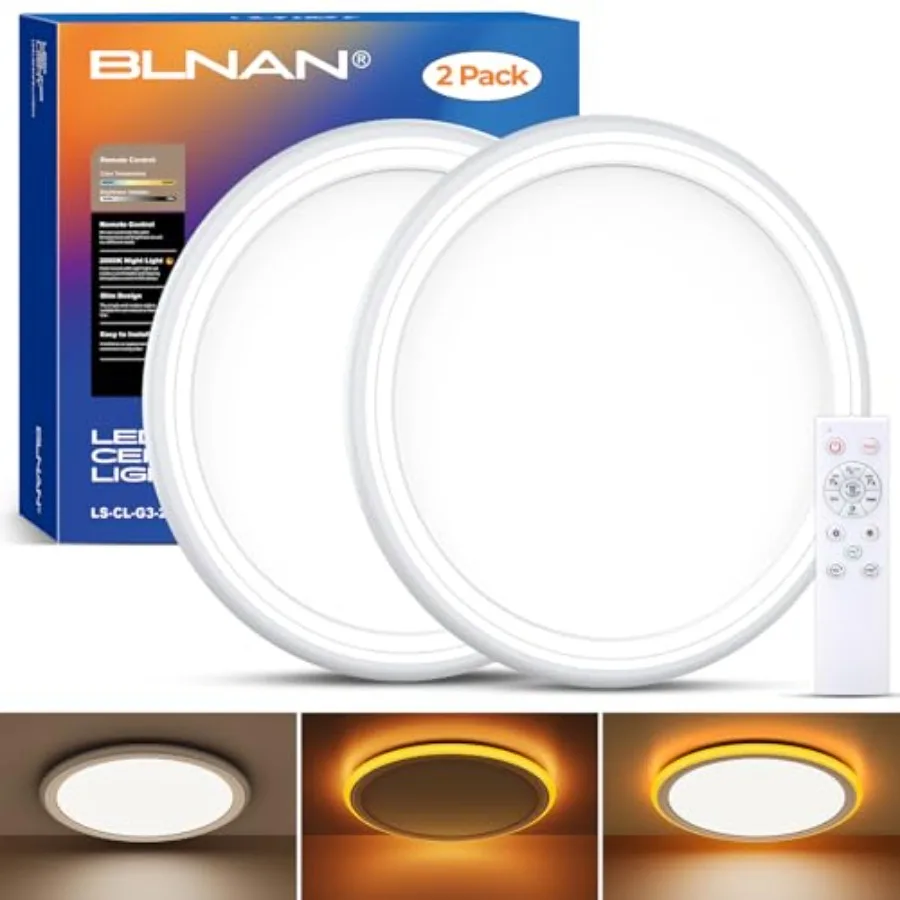 2Pack 13in LED Flush Mount Ceiling Light Fixture with Remote Control, Dimmable Night Light 2000K, 3000K-6500K 24W Wired Low Pro
2Pack 13in LED Flush Mount Ceiling Light Fixture with Remote Control, Dimmable Night Light 2000K, 3000K-6500K 24W Wired Low Pro