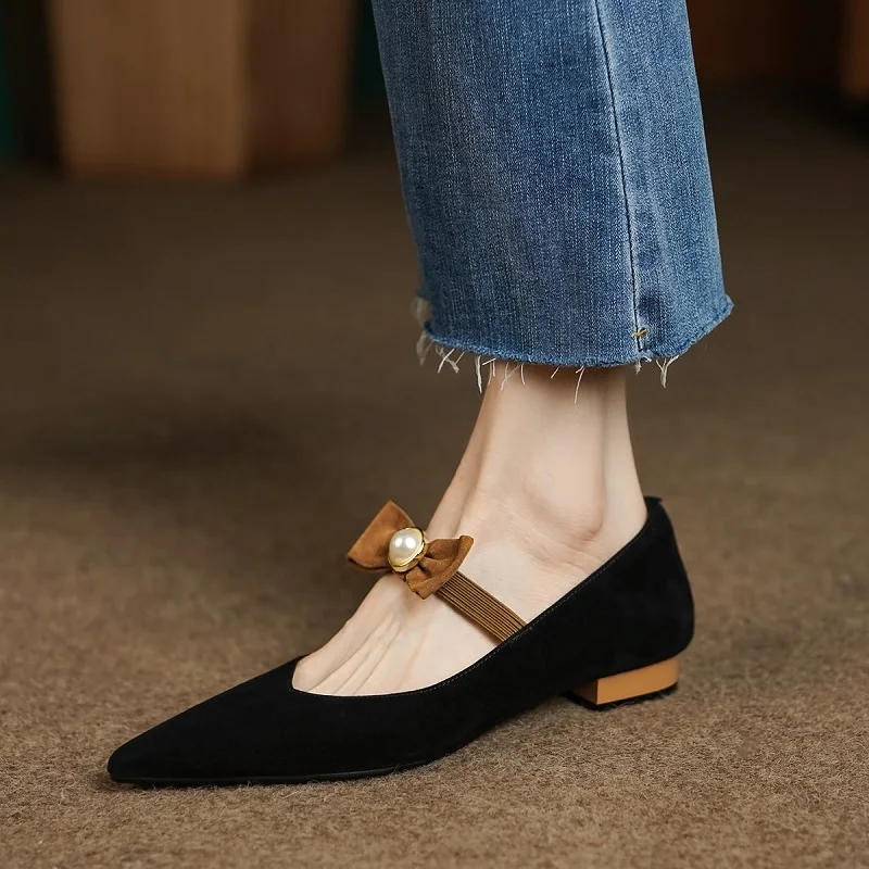 French Style Mary Jane Kid Suede Spring Aurumn Simple Shoes Slip On Woman Flat Shoe Pointed Toe Women Bowtie Flats For Daily 
French Style Mary Jane Kid Suede Spring Aurumn Simple Shoes Slip On Woman Flat Shoe Pointed Toe Women Bowtie Flats For Daily