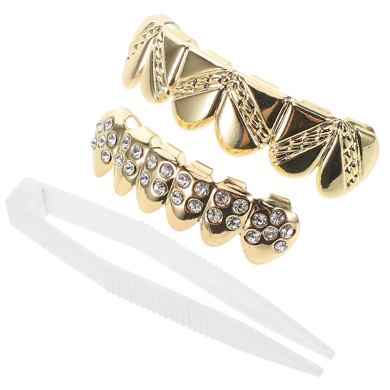 2pcs Gold Plated Fake Grills Set Shiny Mouth Grills For Men Women Bottom Top Tooth Hip Hop Rapper Accessories Halloween Costume
2pcs Gold Plated Fake Grills Set Shiny Mouth Grills For Men Women Bottom Top Tooth Hip Hop Rapper Accessories Halloween Costume