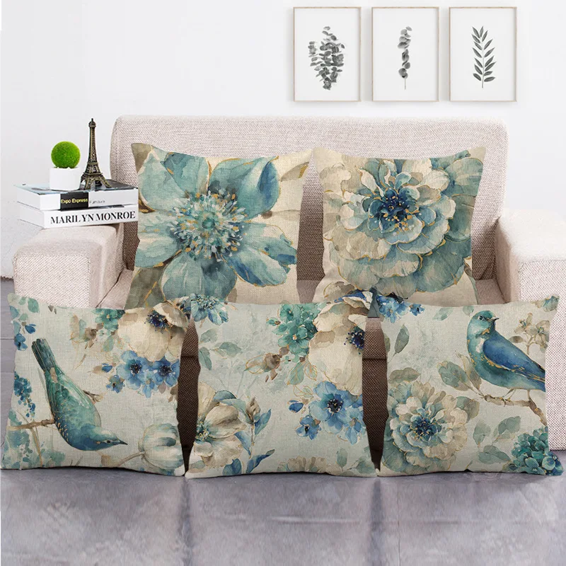 Bird and Flower Pillowcase Linen Pillow Cover Blue Birds Printed Throw Pillow Case Cushion Cover Cojines Decorativos Para Sofa
Bird and Flower Pillowcase Linen Pillow Cover Blue Birds Printed Throw Pillow Case Cushion Cover Cojines Decorativos Para Sofa