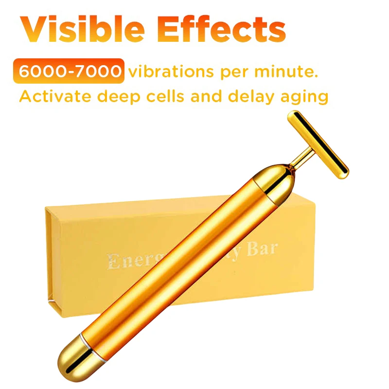 T-Shape Electric Sign Face Massage Tools 24k Gold Beauty Bar Anti-Aging Facial Roller Vibration Skin Care Massager Device
T-Shape Electric Sign Face Massage Tools 24k Gold Beauty Bar Anti-Aging Facial Roller Vibration Skin Care Massager Device
