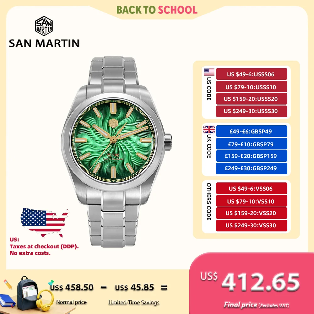 San Martin 39 мм Год змеиный гильошевый циферблат 90S5 Механические часы Прозрачный корпус с сапфировым стеклом BGW-X1 Светящийся SN0144GX-6
San Martin 39 мм Год змеиный гильошевый циферблат 90S5 Механические часы Прозрачный корпус с сапфировым стеклом BGW-X1 Светящийся SN0144GX-6