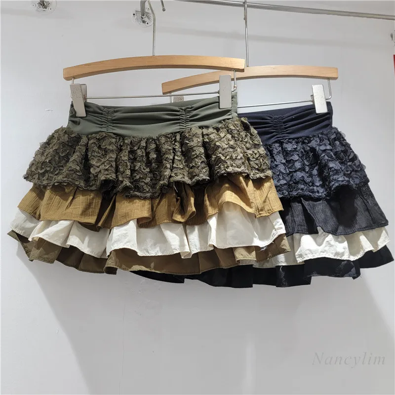 American Retro Spice Girl Wind Lace Splicing High Waist Pleated Cake Skirt Women's Summer A-shaped Fluffy Short Skirts Y2K
American Retro Spice Girl Wind Lace Splicing High Waist Pleated Cake Skirt Women's Summer A-shaped Fluffy Short Skirts Y2K