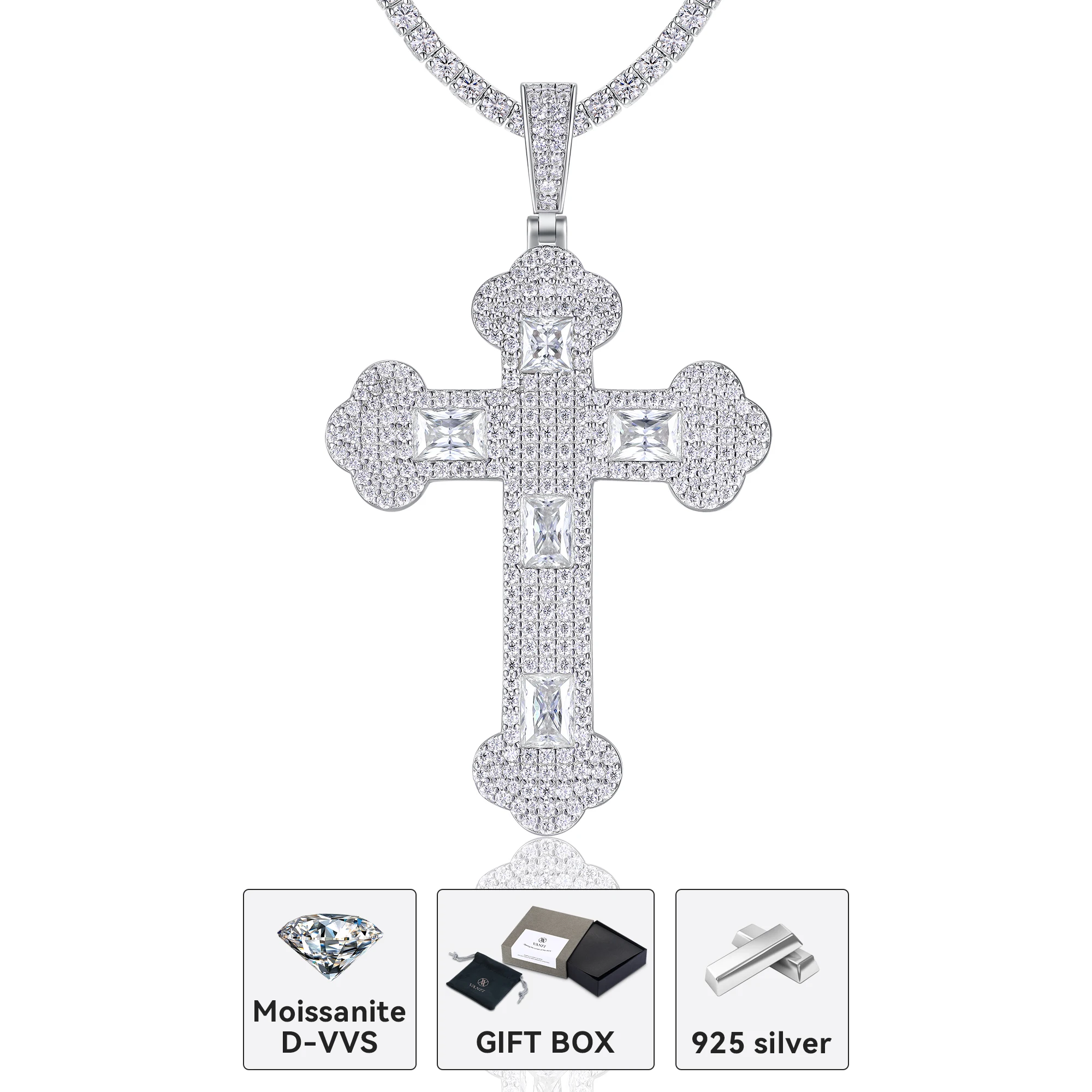 kfvanfi Moissanite D VVS1 925 sterling silver plated platinum design cross personality men's hip-hop pendant necklace
kfvanfi Moissanite D VVS1 925 sterling silver plated platinum design cross personality men's hip-hop pendant necklace