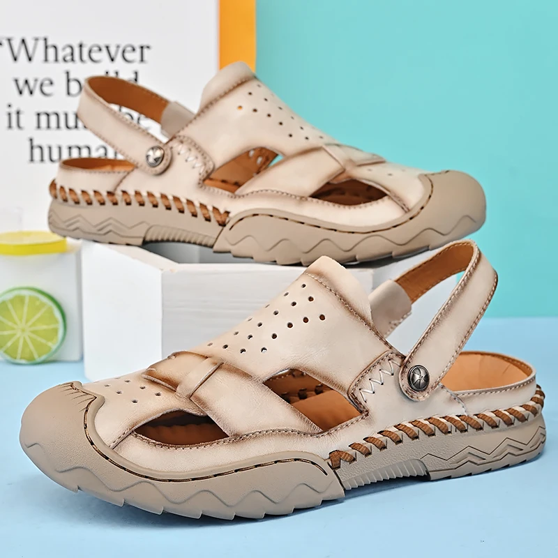Designer's New Men's Baotou Sandals Beach Shoes Outdoor Climbing Shoes Men's Hollow Out Casual Shoes Handmade Thick Sole
Designer's New Men's Baotou Sandals Beach Shoes Outdoor Climbing Shoes Men's Hollow Out Casual Shoes Handmade Thick Sole