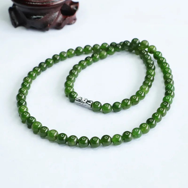 Natural Hetian Necklace, Spinach Green Jade Bead Chain Women, Fashionable and Versatile
Natural Hetian Necklace, Spinach Green Jade Bead Chain Women, Fashionable and Versatile