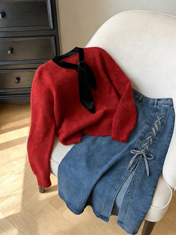 Large Size Knitted Sweater with Bowtie for Women Gentle Style Spring 2026 New High-End Beautiful Top Breathable Long Sleeve
Large Size Knitted Sweater with Bowtie for Women Gentle Style Spring 2026 New High-End Beautiful Top Breathable Long Sleeve
