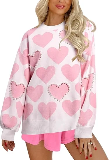 New Fashion Womens Pearl Heart Print Sweaters Long Sleeve Crew Neck Loose Pullover Fall Winter Tops Hot Sale S-XL
New Fashion Womens Pearl Heart Print Sweaters Long Sleeve Crew Neck Loose Pullover Fall Winter Tops Hot Sale S-XL