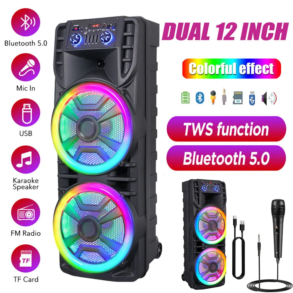 8000W PEAK Large Bluetooth Speaker Loudest/Massive Big Party Boombox Portable Speaker Wireless Dual 12" Subwoofer With MIic
8000W PEAK Large Bluetooth Speaker Loudest/Massive Big Party Boombox Portable Speaker Wireless Dual 12" Subwoofer With MIic