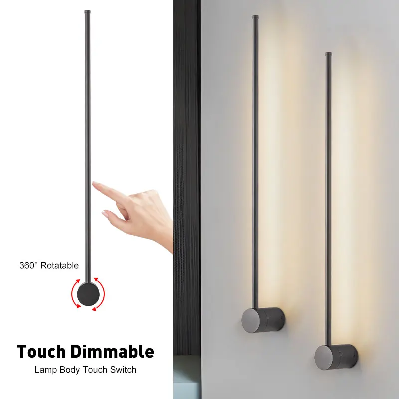 Modern Lamp Body Touch Switch Dimmable LED Wall Lights Interior Long Strip LED Wall Lamps Wall Sconce For Bedroom Aluminum Black
Modern Lamp Body Touch Switch Dimmable LED Wall Lights Interior Long Strip LED Wall Lamps Wall Sconce For Bedroom Aluminum Black