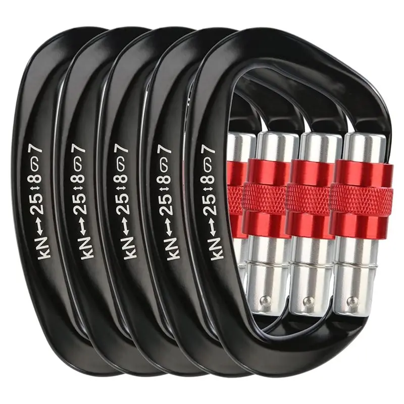 Dropship-Aluminum D-Shaped 25KN Carabiner 5 Pack Screw-Locking Gate Climbing Rappelling Gear Outdoor EDC Tools
Dropship-Aluminum D-Shaped 25KN Carabiner 5 Pack Screw-Locking Gate Climbing Rappelling Gear Outdoor EDC Tools