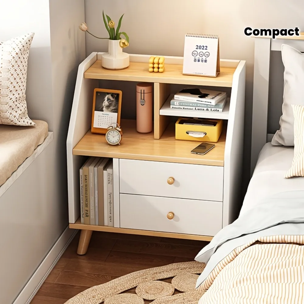 Modern Nordic Bedside Cabinet with 2-Drawer Bedside Table - Compact Space-Saving Storage Locker Suitable for Bedroom, Living Room, Office - Assembly, Low Profile, Under 27" Height
Modern Nordic Bedside Cabinet with 2-Drawer Bedside Table - Compact Space-Saving Storage Locker Suitable for Bedroom, Living Room, Office - Assembly, Low Profile, Under 27" Height