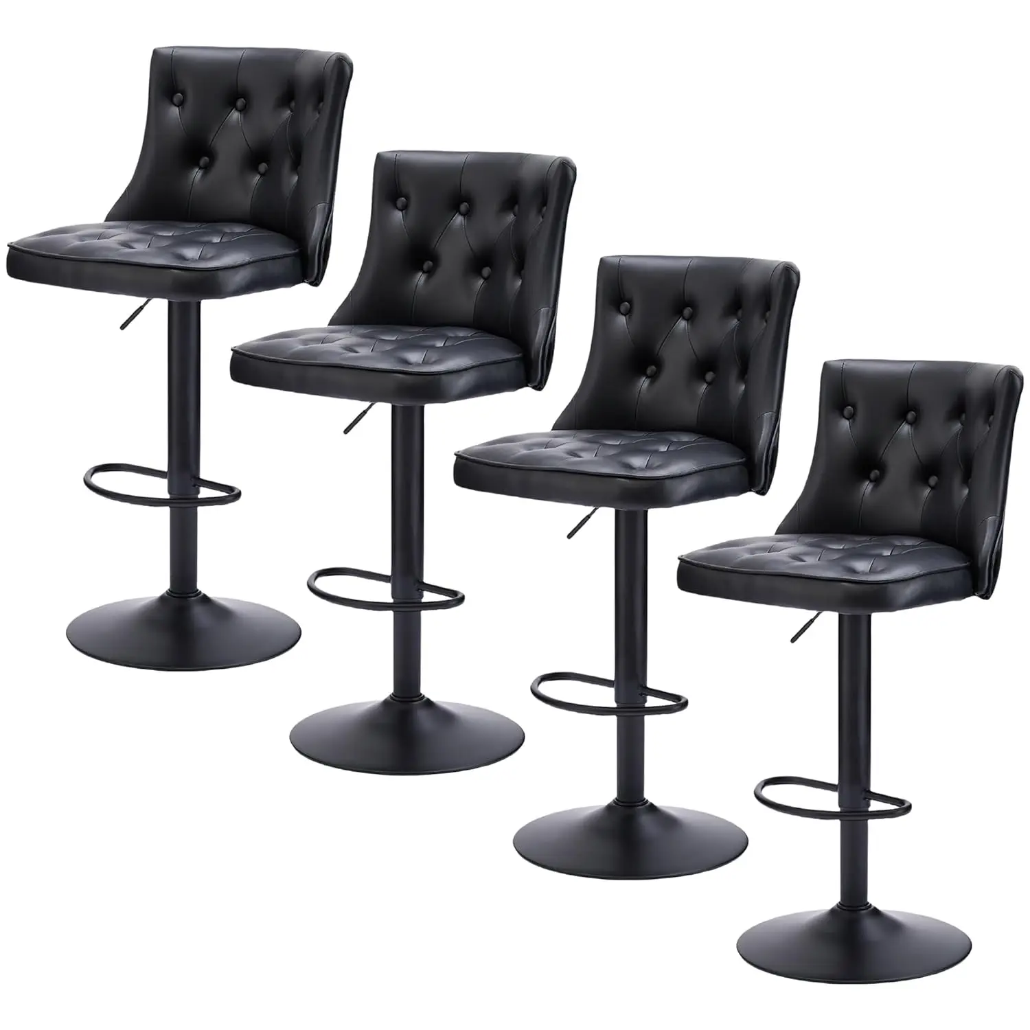 Adjustable Swivel Bar Stools With Backs Set Of 4 Counter Height 25-34in Faux Leather Kitchen Island, Customized
Adjustable Swivel Bar Stools With Backs Set Of 4 Counter Height 25-34in Faux Leather Kitchen Island, Customized