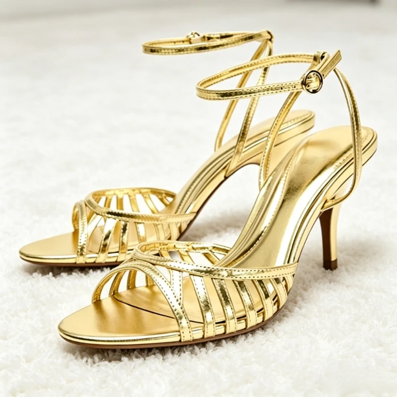 Luxury Brand Gold High Heeled Sandals Women Summer Open Toe Hollow Ankle Strap High Heels for Ladies Elegant Wedding Bridal Shoe
Luxury Brand Gold High Heeled Sandals Women Summer Open Toe Hollow Ankle Strap High Heels for Ladies Elegant Wedding Bridal Shoe