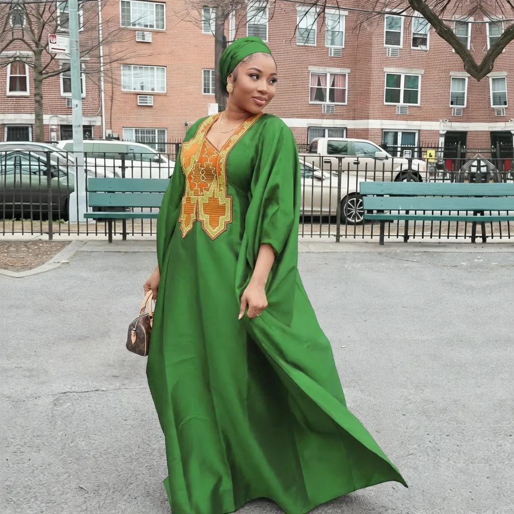 African Attire For Women Abaya Embroidery Plus Size Elegant Party Church Dress
African Attire For Women Abaya Embroidery Plus Size Elegant Party Church Dress