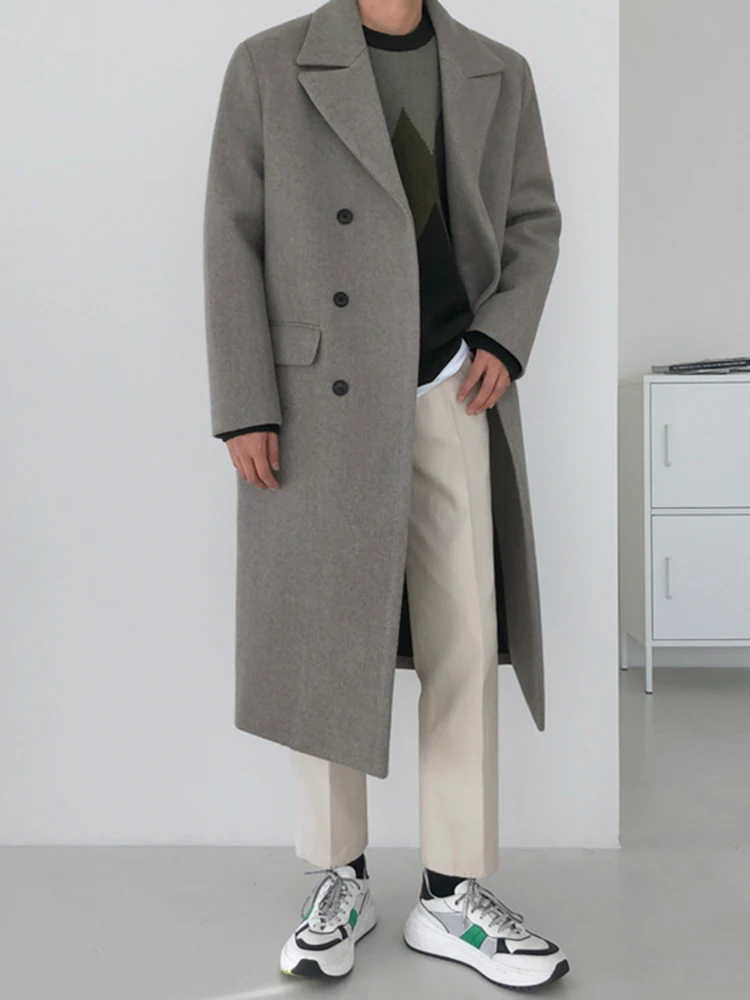 Men's Woolen Coat Korean Sle Trendy Over-Knee Mid-Length Windbreaker Winter Thiened Loose Double-Row Button Tweed Jaet
Men's Woolen Coat Korean Sle Trendy Over-Knee Mid-Length Windbreaker Winter Thiened Loose Double-Row Button Tweed Jaet