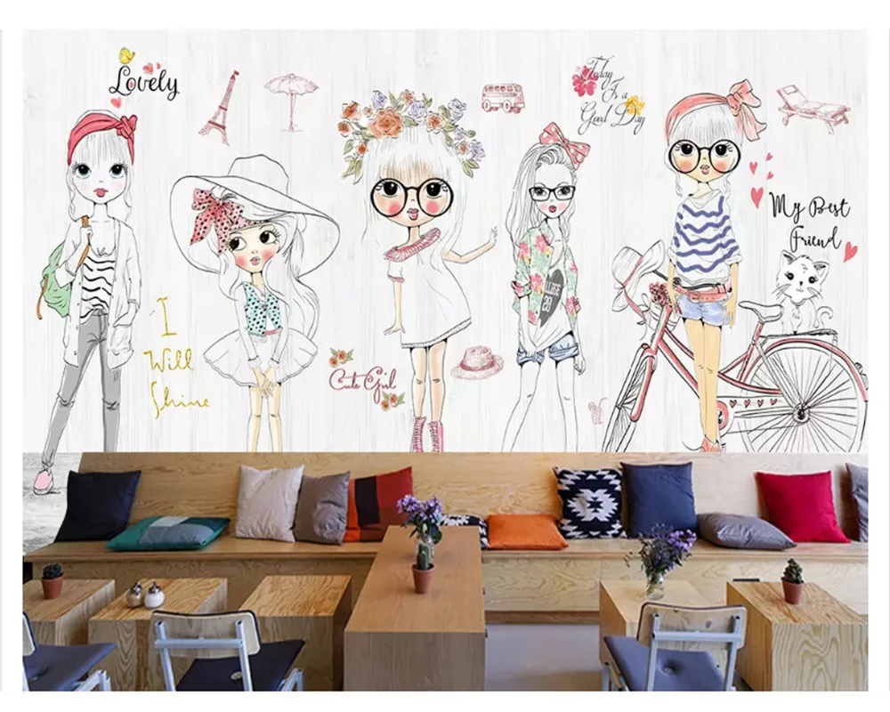 Hand-painted urban Fashion Girl mural white brick city bike photo Background wall cartoon Custom 3d wallpaper
Hand-painted urban Fashion Girl mural white brick city bike photo Background wall cartoon Custom 3d wallpaper