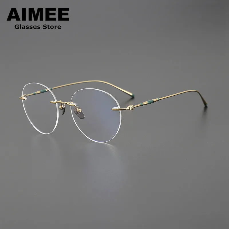 Round Pure Titanium Frameless Glasses Frame Japanese Design Men Women Optical Prescription Rimless Eyeglasses Myopia Lens New
Round Pure Titanium Frameless Glasses Frame Japanese Design Men Women Optical Prescription Rimless Eyeglasses Myopia Lens New