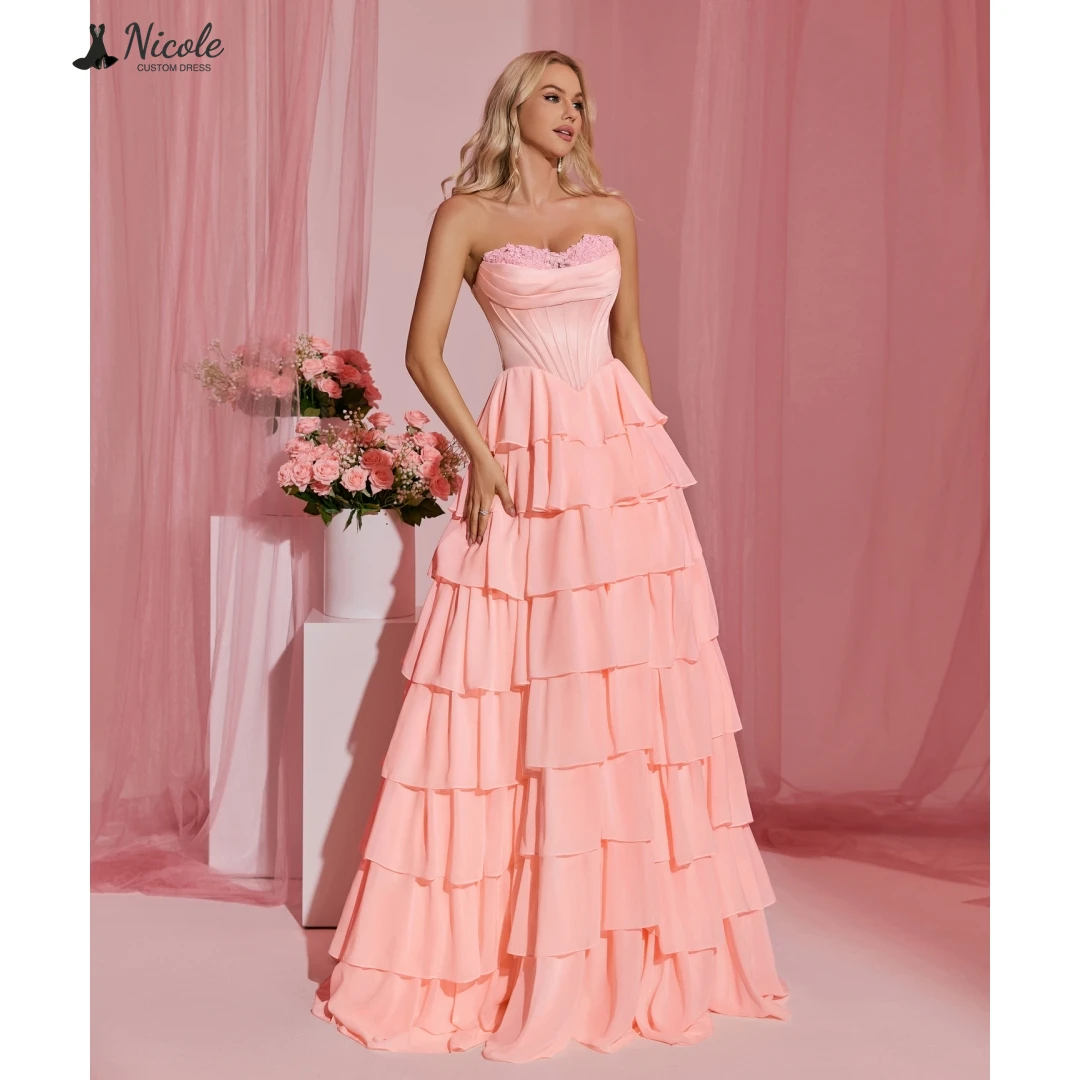 Nicole Luxurious Party Dress Custom Made Elegant Party Dresses for Wedding Woman Line A Layered Formula Off-shoulder Prom Gown
Nicole Luxurious Party Dress Custom Made Elegant Party Dresses for Wedding Woman Line A Layered Formula Off-shoulder Prom Gown
