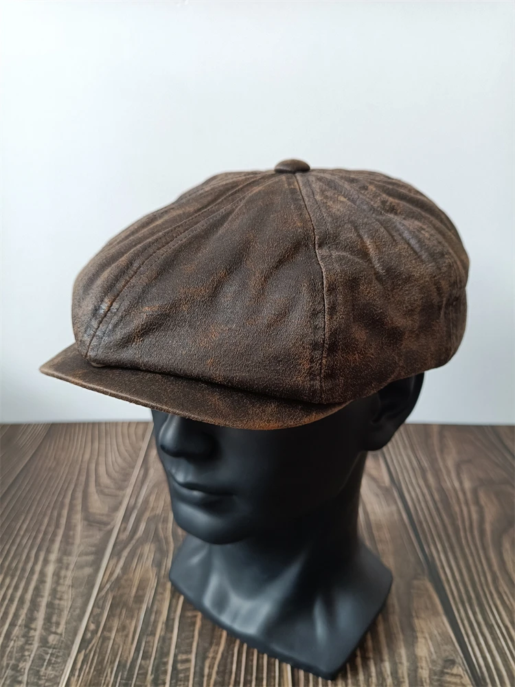 Vintage Distressed Newsboy Cap | Washed Leather Baker Boy Hat | Unisex British Style for Big Head | Retro Octagonal Design
Vintage Distressed Newsboy Cap | Washed Leather Baker Boy Hat | Unisex British Style for Big Head | Retro Octagonal Design