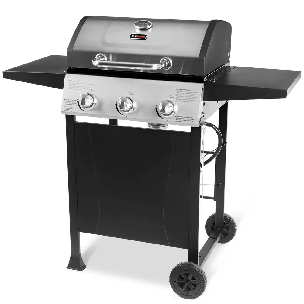 Boss 3 Burner Propane Gas Grill, Portable BBQ w Lid, Wheels amp Side Shelves, Black Grilling Accessories and Equipment for Camp
Boss 3 Burner Propane Gas Grill, Portable BBQ w Lid, Wheels amp Side Shelves, Black Grilling Accessories and Equipment for Camp