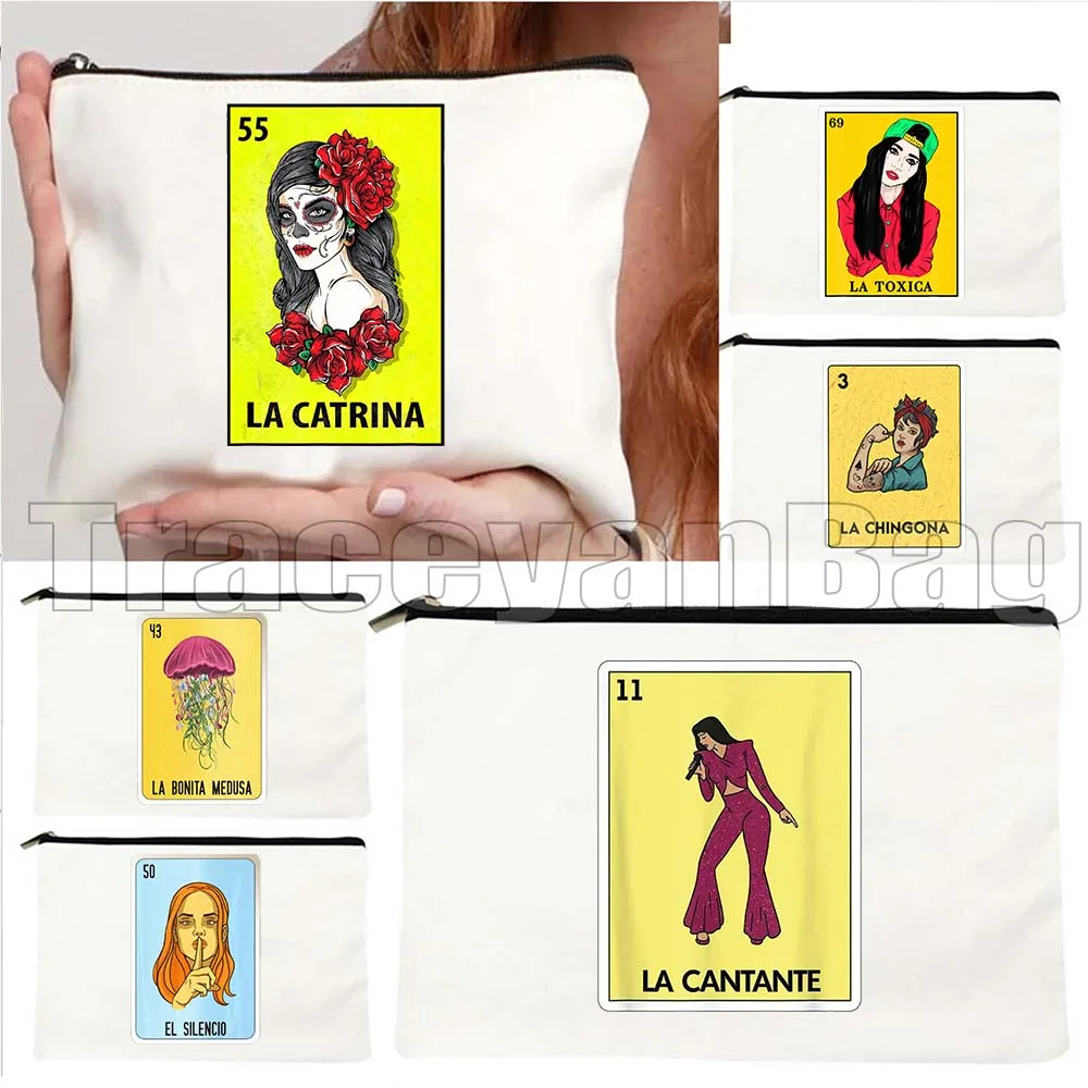 El Catrin Muertos Tarot ESTRELLA SIRENA ROSA LA BANDERA Mexican Loteria Bingo Card Gifts Canvas Cosmetic Makeup Bag Case Pouch
El Catrin Muertos Tarot ESTRELLA SIRENA ROSA LA BANDERA Mexican Loteria Bingo Card Gifts Canvas Cosmetic Makeup Bag Case Pouch