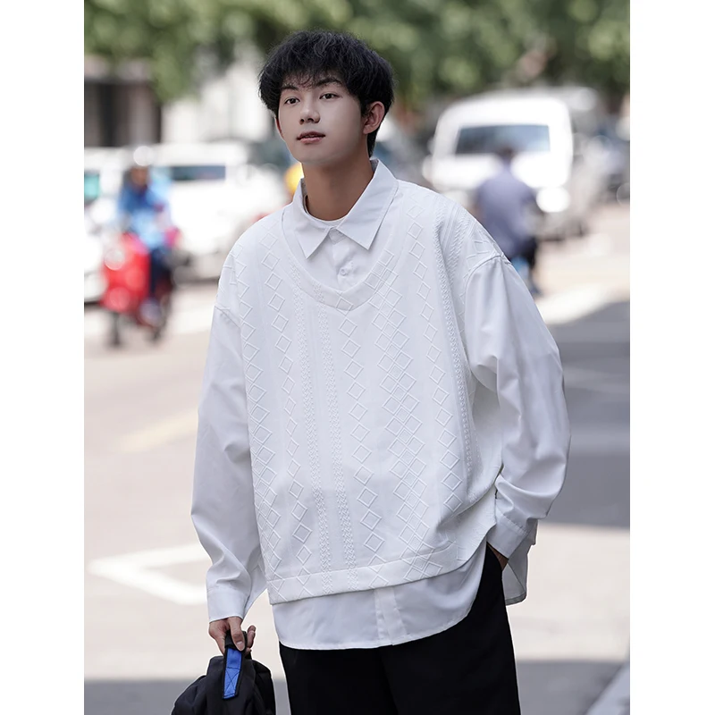 Casual Long Sve irt Men's Spring Autumn New Sle Retro y Top Loose Haome irt Japanese Sle Youth Faion
Casual Long Sve irt Men's Spring Autumn New Sle Retro y Top Loose Haome irt Japanese Sle Youth Faion