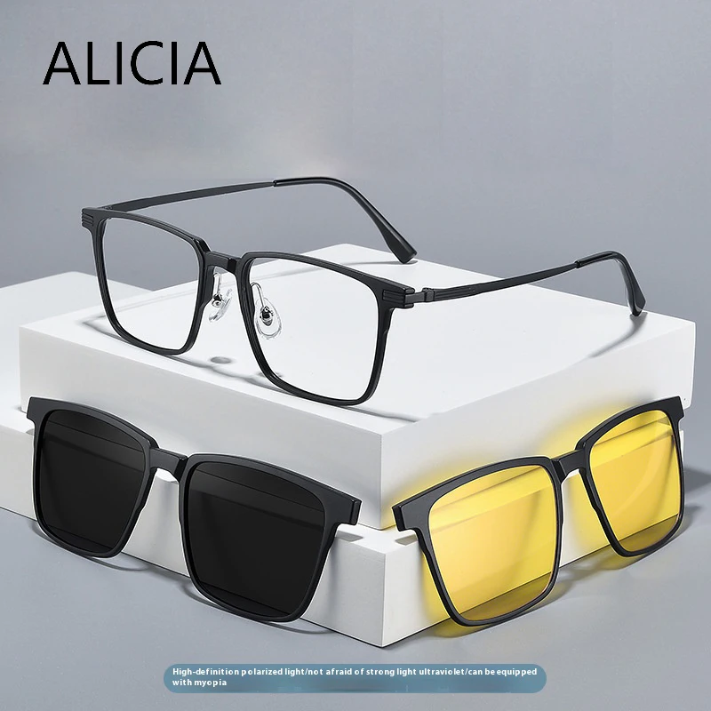 ALICIA Fashion Retro Square Eyewear Aluminum Magne Magnetic Clip-on Glasses Polarized Sunglasses Optical Prescription Frames Men
ALICIA Fashion Retro Square Eyewear Aluminum Magne Magnetic Clip-on Glasses Polarized Sunglasses Optical Prescription Frames Men