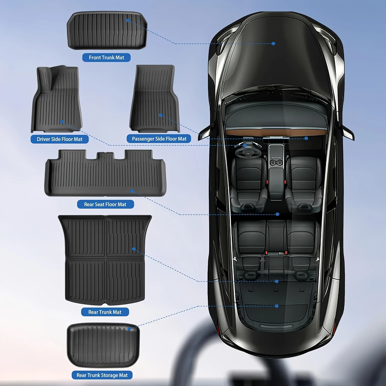 Комплект из 6 ковриков для Tesla Model Y Juniper 2025-2026: передние, задние и багажные, водонепроницаемые, нескользящие, аксессуары для интерьера
Комплект из 6 ковриков для Tesla Model Y Juniper 2025-2026: передние, задние и багажные, водонепроницаемые, нескользящие, аксессуары для интерьера