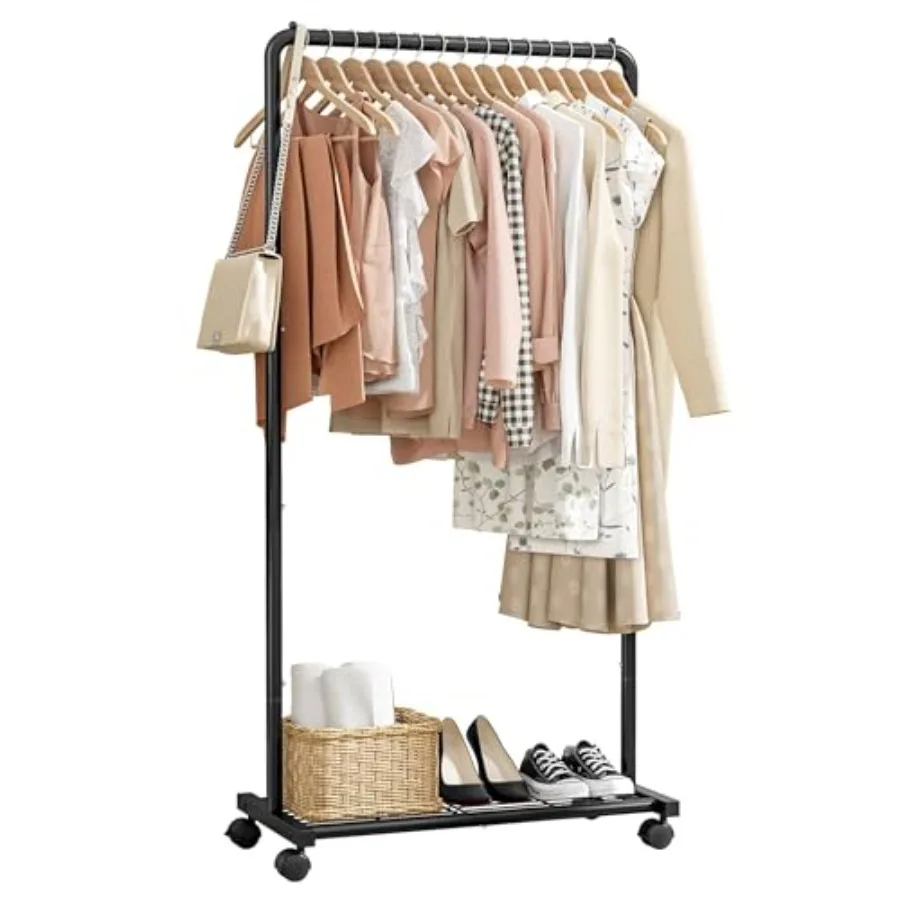 Clothes Rack - Clothing Rack with Storage Mesh Shelf and Casters, Heavy-Duty Metal Clothing Rack for Hanging Clothes, Dresses,
Clothes Rack - Clothing Rack with Storage Mesh Shelf and Casters, Heavy-Duty Metal Clothing Rack for Hanging Clothes, Dresses,