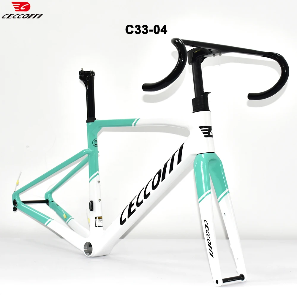 CECCOTTI Brand RF33 Model Full HIdden Cable And thru axle Disc Brake T1000 Full Carbon Fiber Road Bike Frame
CECCOTTI Brand RF33 Model Full HIdden Cable And thru axle Disc Brake T1000 Full Carbon Fiber Road Bike Frame