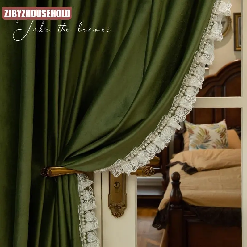 green noble Curtains for Living dining room bedroom dormitory upper bunk French vintage retro bracket princess wind lace velvet
green noble Curtains for Living dining room bedroom dormitory upper bunk French vintage retro bracket princess wind lace velvet
