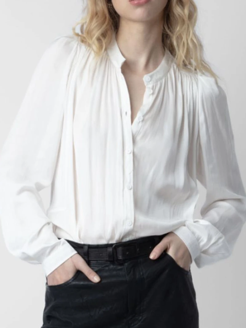 Shirt Women's Spring/Summer New Comfortable and Casual Texture Silk Smooth Pure White Women's Top Elegant Women's Shirt
Shirt Women's Spring/Summer New Comfortable and Casual Texture Silk Smooth Pure White Women's Top Elegant Women's Shirt