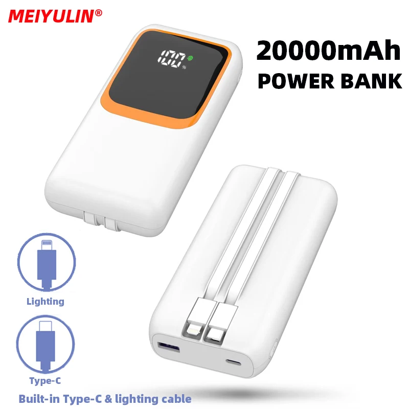 20000mAh Large Capacity Power Bank Built-in Cable 10000mAh 22.5W USB C Fast Charging External Spare Battery For iPhone 14 Xiaomi
20000mAh Large Capacity Power Bank Built-in Cable 10000mAh 22.5W USB C Fast Charging External Spare Battery For iPhone 14 Xiaomi