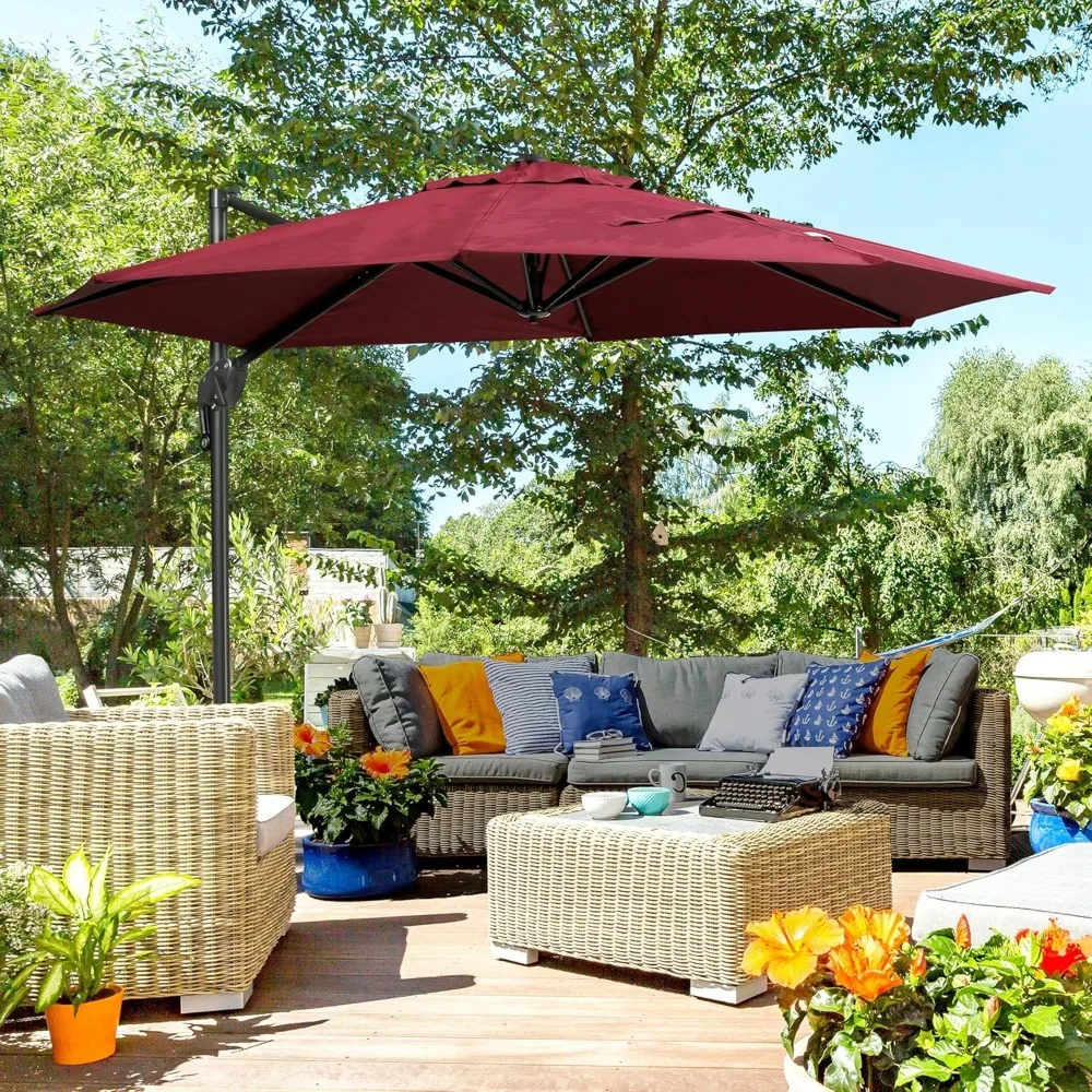 10ft Offset Patio Umbrella with Base, Hanging Aluminum and Steel Cantilever Umbrella with 360° Rotation, Customized
10ft Offset Patio Umbrella with Base, Hanging Aluminum and Steel Cantilever Umbrella with 360° Rotation, Customized