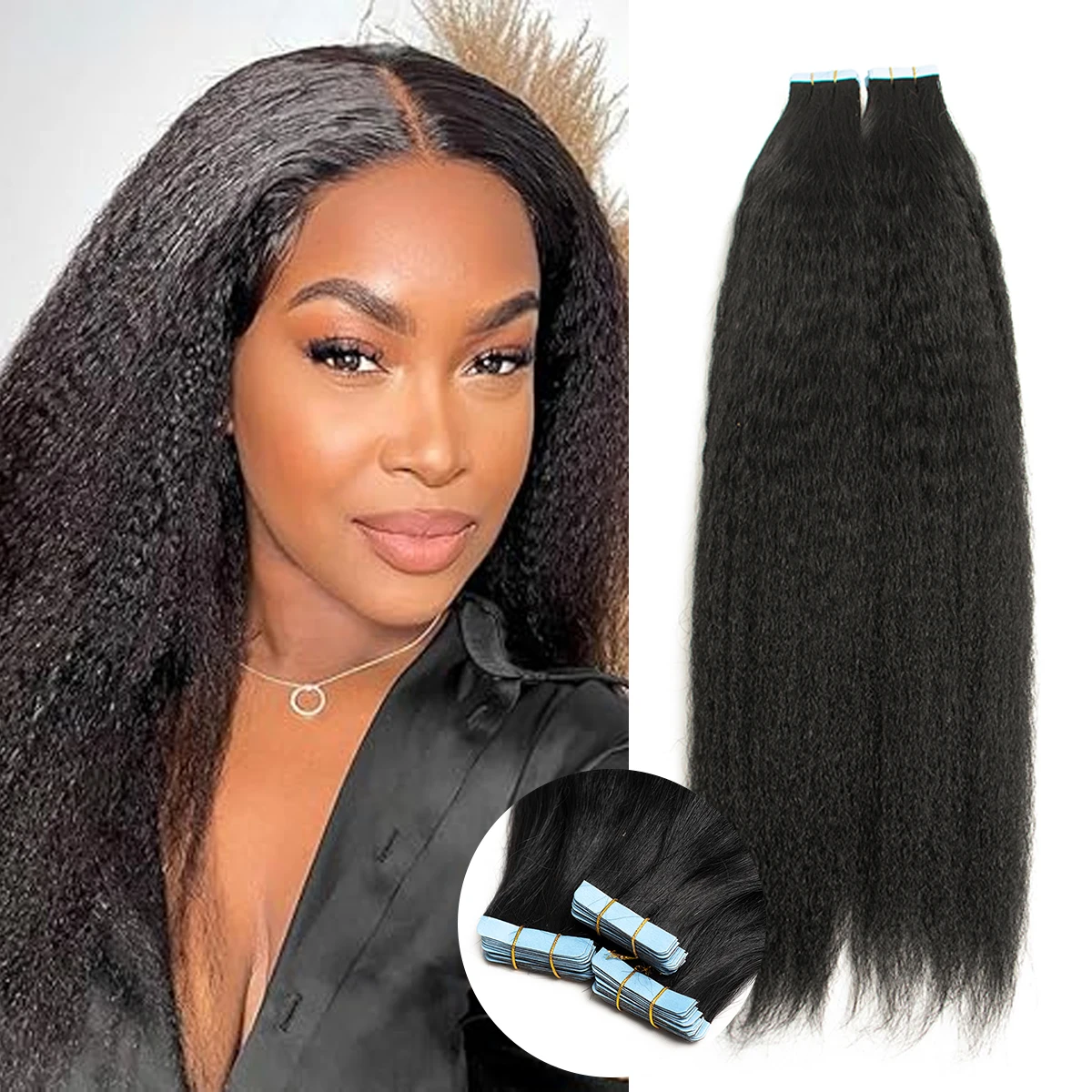 Кудрявая прямая лента для наращивания человеческих волос Yaki Tape Ins Cuticle Remy Natural Black 1B 20 шт./упак. с бесплатным клеем
Кудрявая прямая лента для наращивания человеческих волос Yaki Tape Ins Cuticle Remy Natural Black 1B 20 шт./упак. с бесплатным клеем