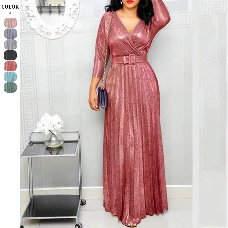 2025 Winter New African Women's Fashion Long Sleeve Gold Foil Pleated Large Hem Skirt with Belt Shiny Fabric
2025 Winter New African Women's Fashion Long Sleeve Gold Foil Pleated Large Hem Skirt with Belt Shiny Fabric